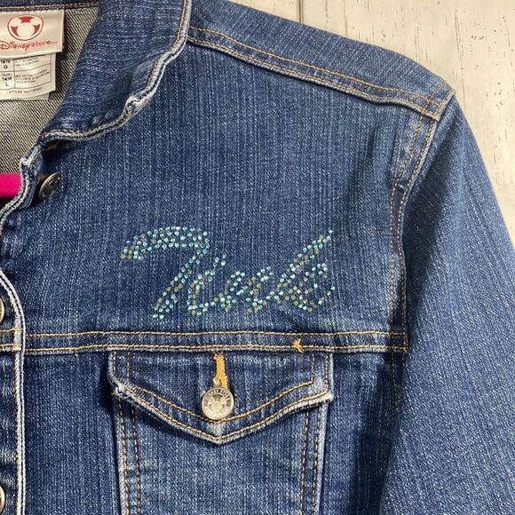 Disney Store Tinker Bell Denim Jacket Womens Size L Embroidered Fairycore Y2K - Picture 8 of 13